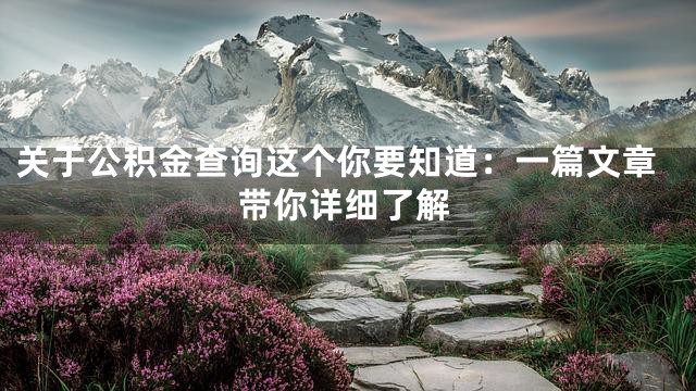 关于公积金查询这个你要知道：一篇文章带你详细了解
