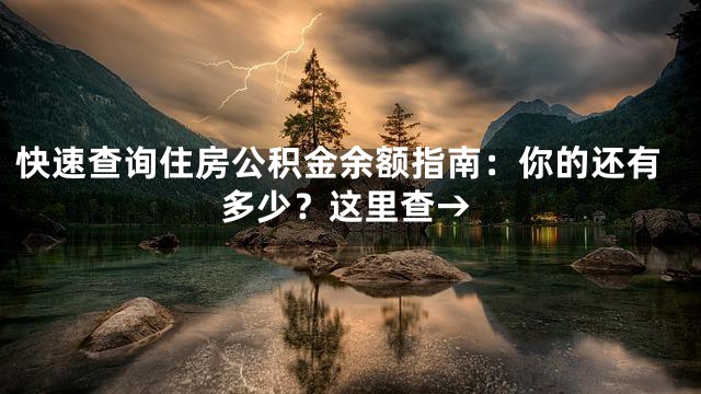 快速查询住房公积金余额指南：你的还有多少？这里查→