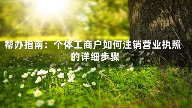 帮办指南：个体工商户如何注销营业执照的详细步骤