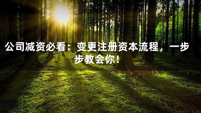 公司减资必看：变更注册资本流程，一步步教会你！