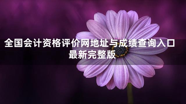 全国会计资格评价网地址与成绩查询入口最新完整版