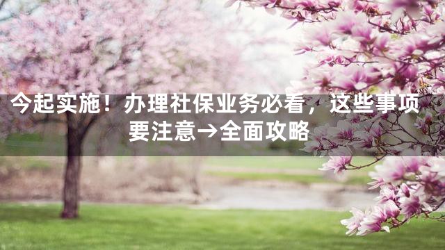 今起实施！办理社保业务必看，这些事项要注意→全面攻略