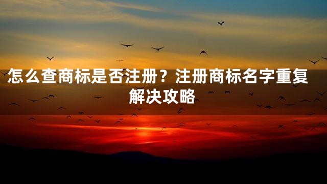 怎么查商标是否注册？注册商标名字重复解决攻略