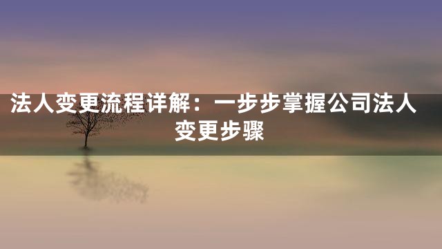法人变更流程详解：一步步掌握公司法人变更步骤