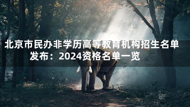 北京市民办非学历高等教育机构招生名单发布：2024资格名单一览