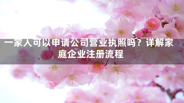 一家人可以申请公司营业执照吗？详解家庭企业注册流程