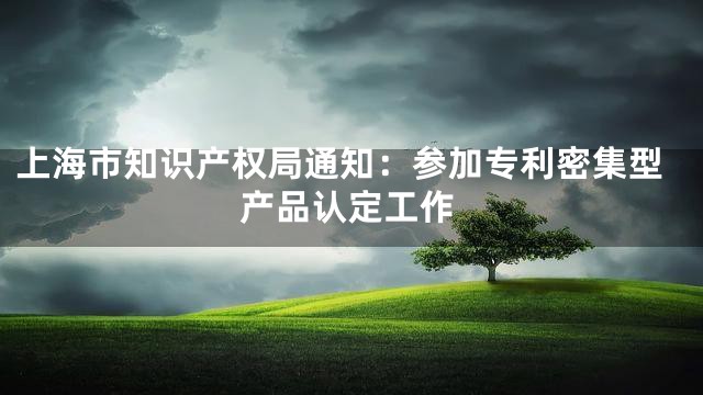 上海市知识产权局通知：参加专利密集型产品认定工作