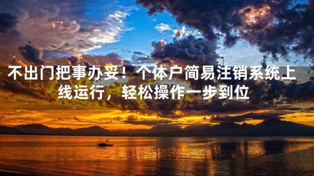 不出门把事办妥！个体户简易注销系统上线运行，轻松操作一步到位