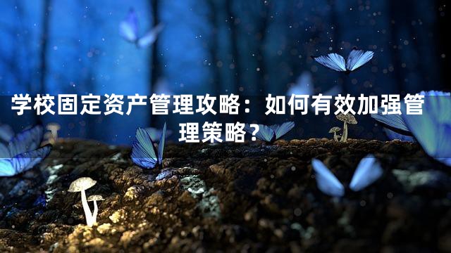 学校固定资产管理攻略：如何有效加强管理策略？