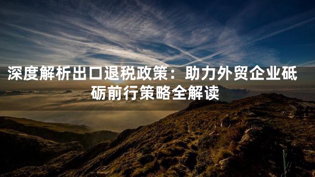 深度解析出口退税政策：助力外贸企业砥砺前行策略全解读