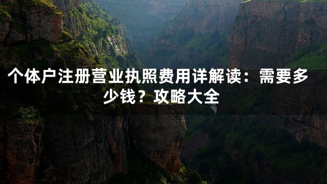 个体户注册营业执照费用详解读：需要多少钱？攻略大全