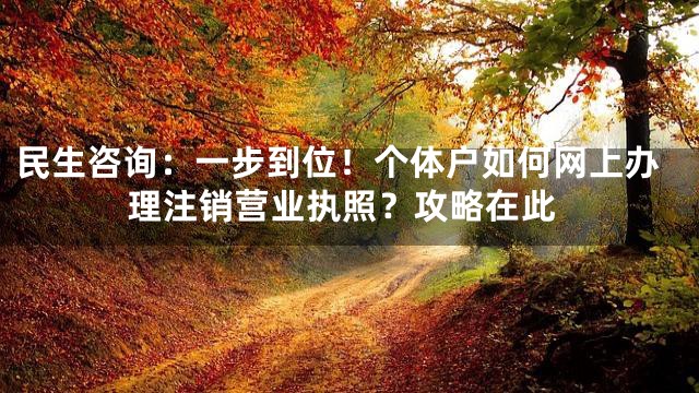 民生咨询：一步到位！个体户如何网上办理注销营业执照？攻略在此