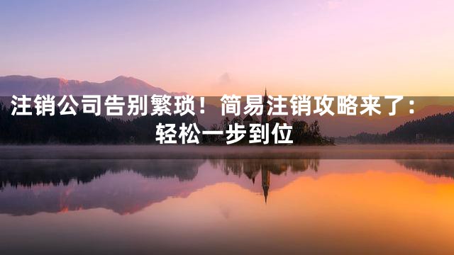 注销公司告别繁琐！简易注销攻略来了：轻松一步到位