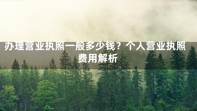 办理营业执照一般多少钱？个人营业执照费用解析