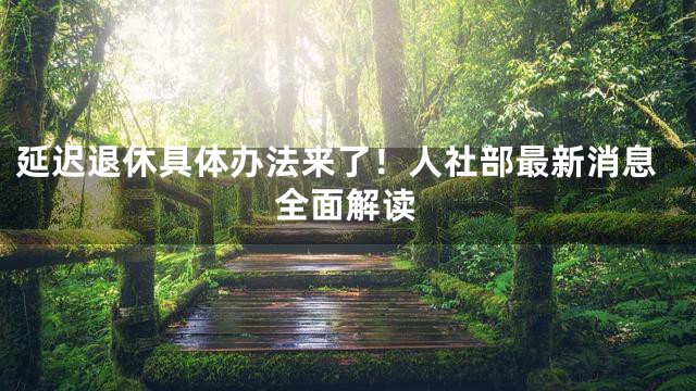 延迟退休具体办法来了！人社部最新消息全面解读