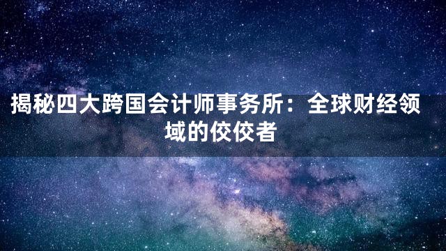 揭秘四大跨国会计师事务所：全球财经领域的佼佼者