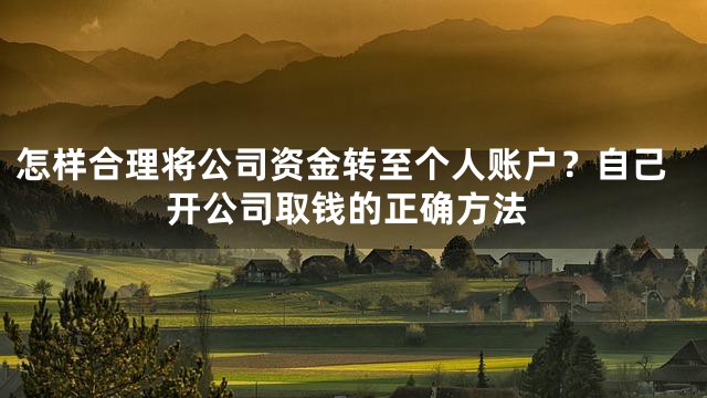 怎样合理将公司资金转至个人账户？自己开公司取钱的正确方法