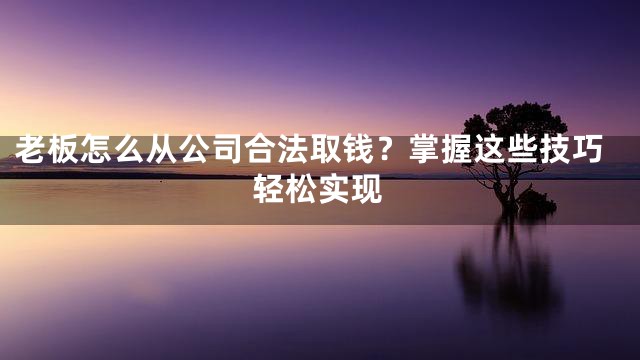老板怎么从公司合法取钱？掌握这些技巧轻松实现