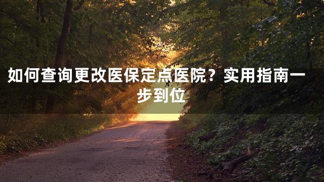 如何查询更改医保定点医院？实用指南一步到位