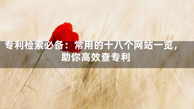 专利检索必备：常用的十八个网站一览，助你高效查专利