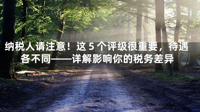 纳税人请注意！这５个评级很重要，待遇各不同——详解影响你的税务差异
