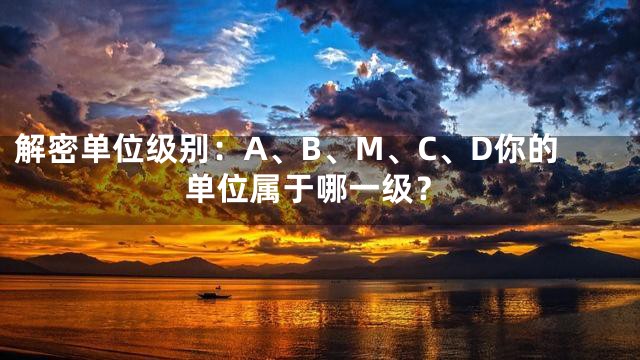 解密单位级别：A、B、M、C、D你的单位属于哪一级？