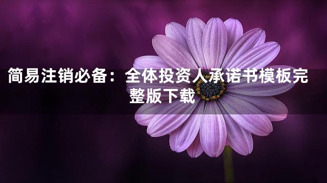 简易注销必备：全体投资人承诺书模板完整版下载