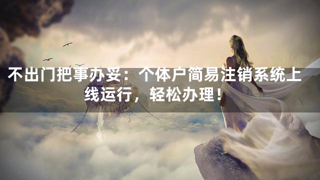 不出门把事办妥：个体户简易注销系统上线运行，轻松办理！