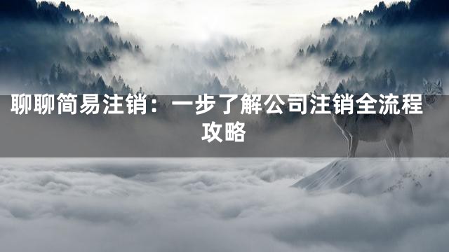 聊聊简易注销：一步了解公司注销全流程攻略