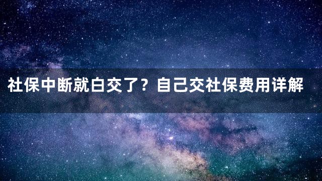 社保中断就白交了？自己交社保费用详解