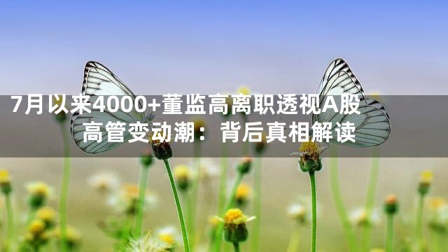 7月以来4000+董监高离职透视A股高管变动潮：背后真相解读