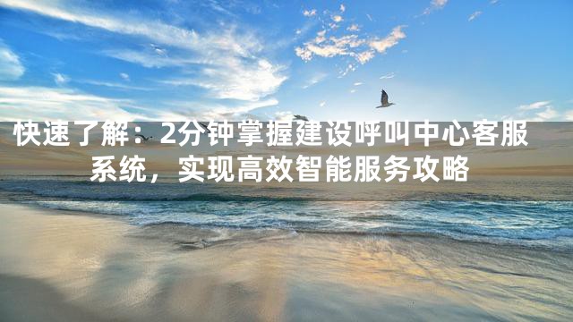 快速了解：2分钟掌握建设呼叫中心客服系统，实现高效智能服务攻略