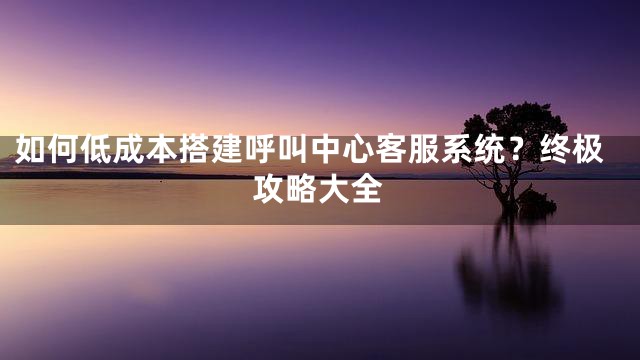 如何低成本搭建呼叫中心客服系统？终极攻略大全