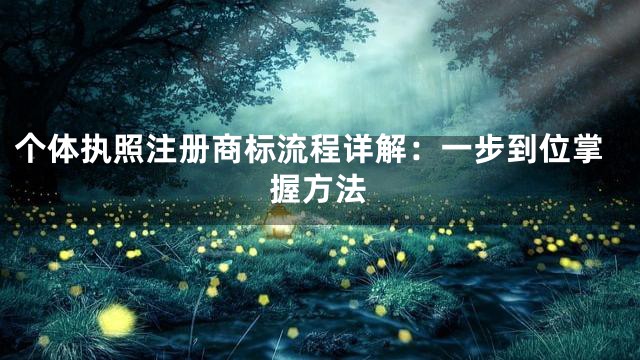 个体执照注册商标流程详解：一步到位掌握方法
