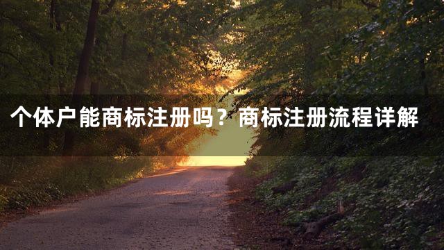 个体户能商标注册吗？商标注册流程详解