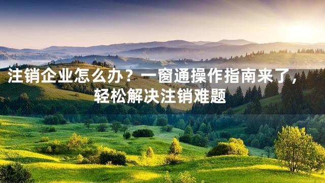 注销企业怎么办？一窗通操作指南来了，轻松解决注销难题