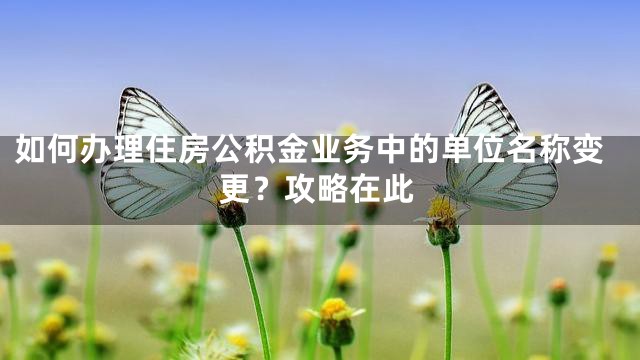 如何办理住房公积金业务中的单位名称变更？攻略在此