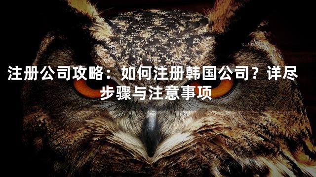 注册公司攻略：如何注册韩国公司？详尽步骤与注意事项