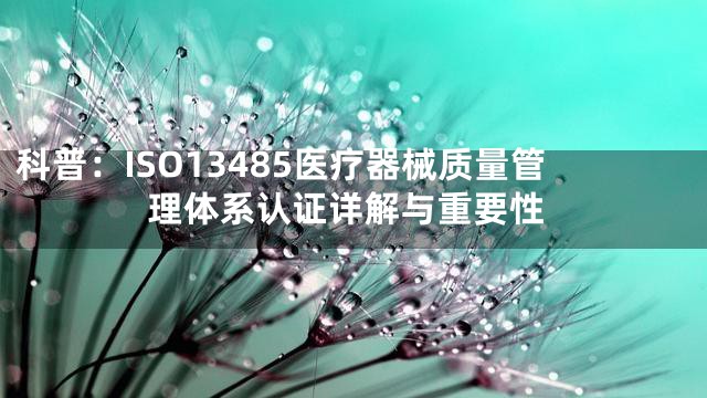 科普：ISO13485医疗器械质量管理体系认证详解与重要性