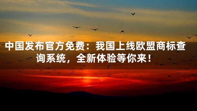 中国发布官方免费：我国上线欧盟商标查询系统，全新体验等你来！