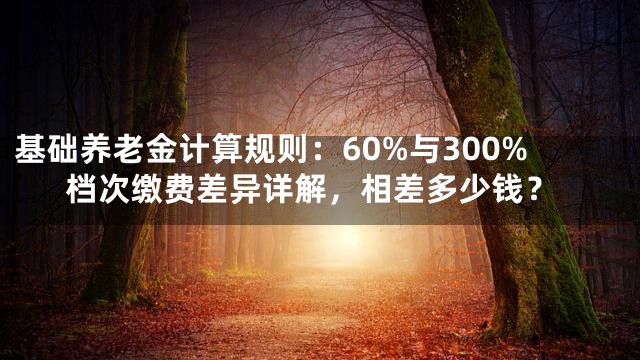 基础养老金计算规则：60%与300%档次缴费差异详解，相差多少钱？