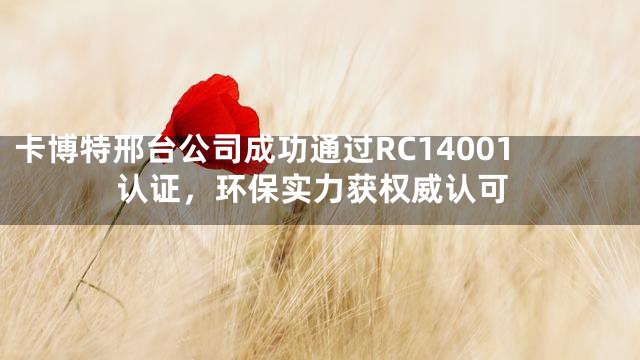 卡博特邢台公司成功通过RC14001认证，环保实力获权威认可