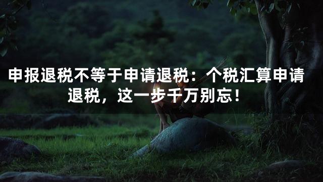 申报退税不等于申请退税：个税汇算申请退税，这一步千万别忘！