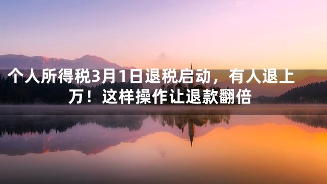 个人所得税3月1日退税启动，有人退上万！这样操作让退款翻倍