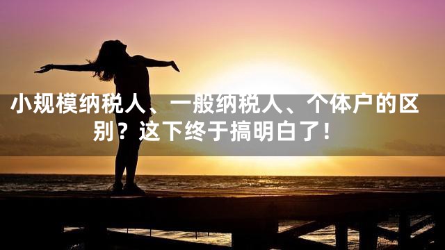 小规模纳税人、一般纳税人、个体户的区别？这下终于搞明白了！