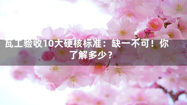 瓦工验收10大硬核标准：缺一不可！你了解多少？