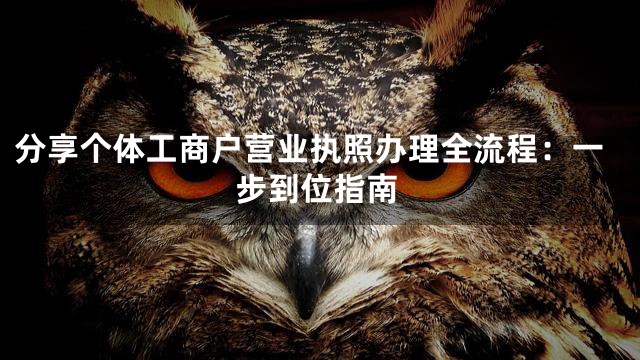 分享个体工商户营业执照办理全流程：一步到位指南