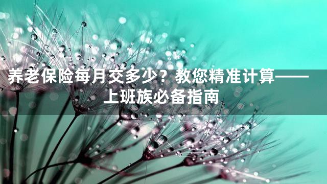 养老保险每月交多少？教您精准计算——上班族必备指南