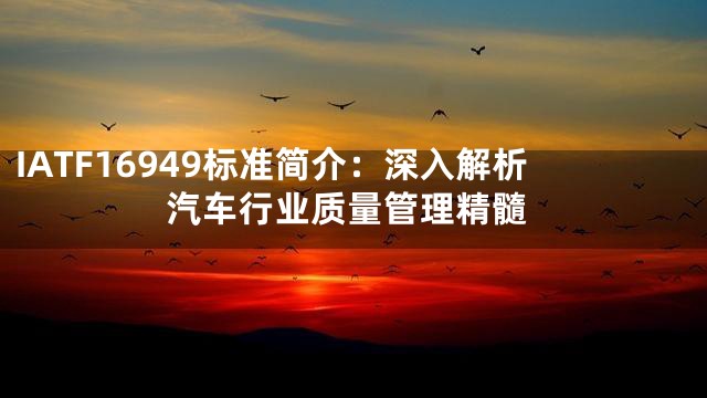 IATF16949标准简介：深入解析汽车行业质量管理精髓