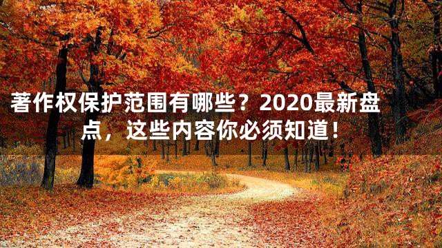 著作权保护范围有哪些？2020最新盘点，这些内容你必须知道！